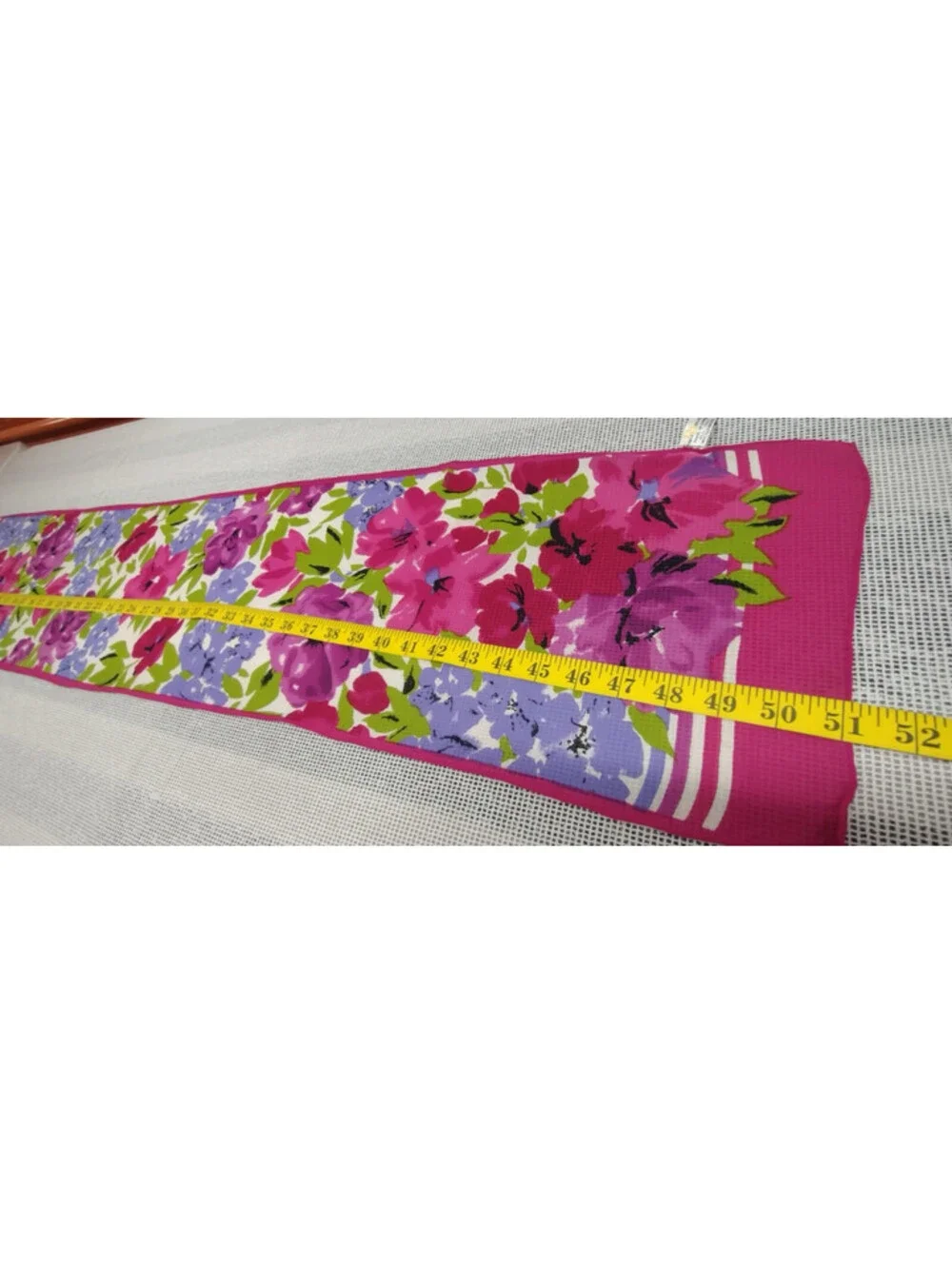 Vintage Sheer Silk Rectangle Scarf Fuchsia Floral Purple Lavender Baar & Beards